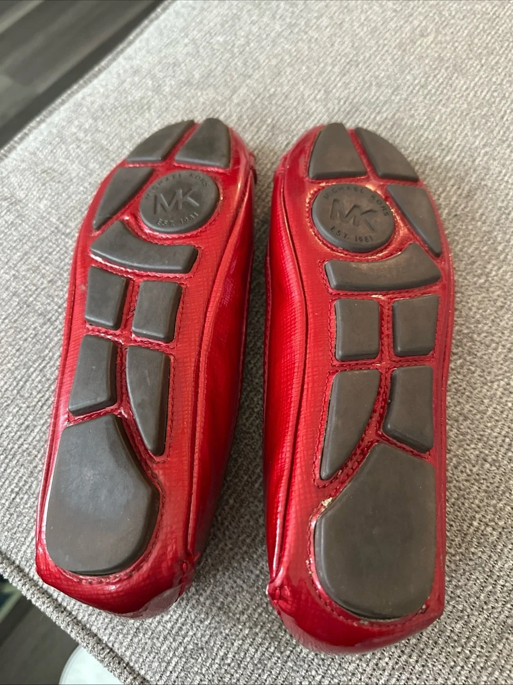 Michael Kors Red Patent MK Logo Slip-On Flats